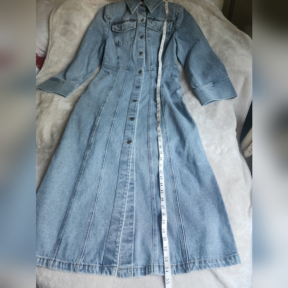 H&M denim maxi dress front buttons denim blue washed sz M BNWT - Picture 3 of 13